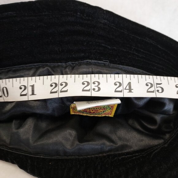 Scala Collezione Bucket Hat Women's Black Floral Stripe Velvet Velour Cloche O/S - Picture 14 of 14
